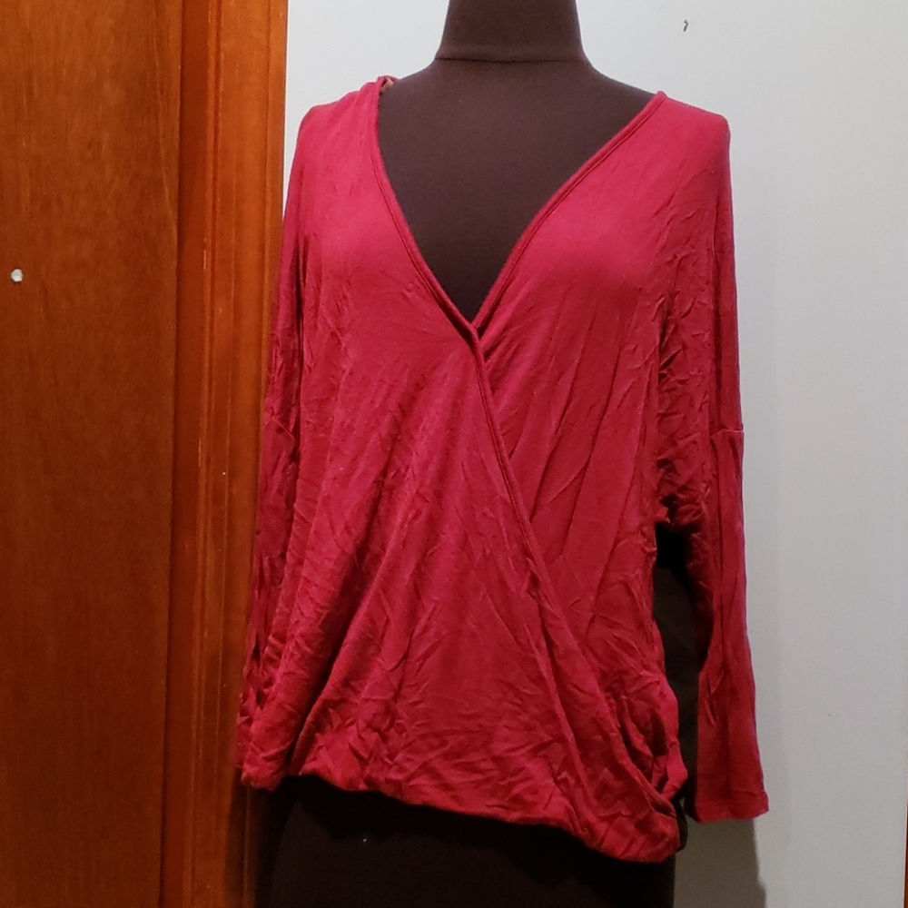 Wine and black 3/4 length shirt